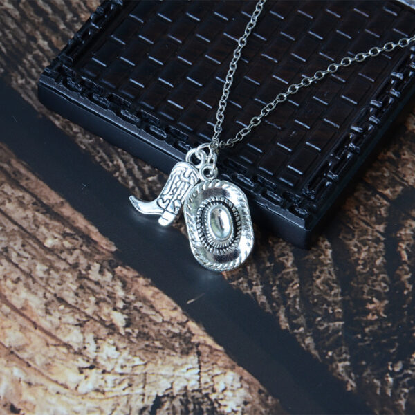 oly-99dbedabb6e9962696a0ec0a2e1dcbe1 Wholesale Western Cowboy Pendant Necklace Antique Silver Zinc Alloy Cowboy Hat Boot Charms Trendy Fashion Jewelry Accessory Gift