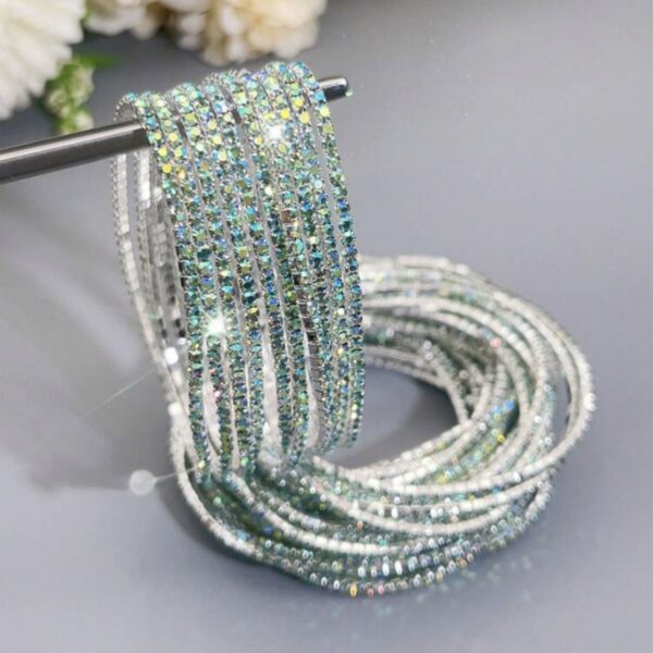oly-9a6d2770e596883fe1f8d8d33f5a3c6e Wholesale Stylish Silver Tone Rhinestone Elastic Tennis Bracelet Purple Crystal Bangle Women S Jewelry Accessory For Everyday Wear Resale
