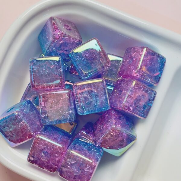 oly-9abd6acf0229a47dbcf089a05d404e72 Wholesale 16mm Acrylic Burst Floral Two Color Gradient Square Large Hole Loose Beads for DIY Phone Charm Jewelry Making Fashion Accessory Gift