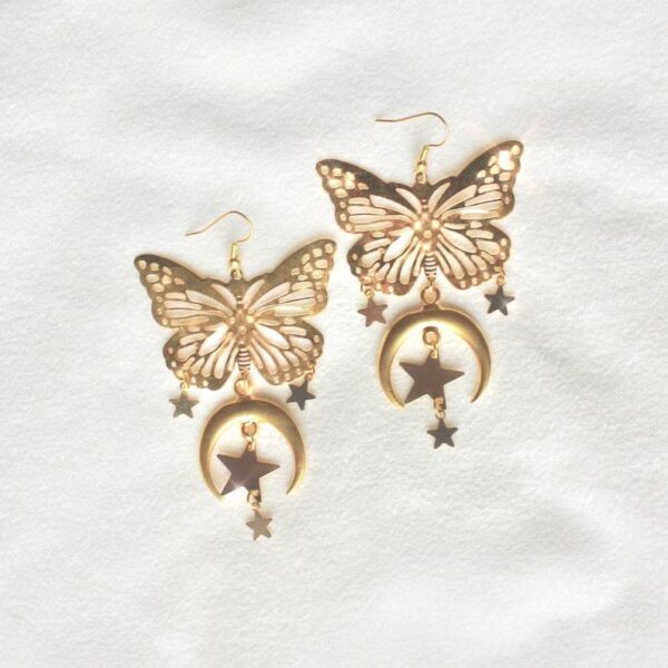 Wholesale Alloy Retro Hollow Butterfly Moon Star Earrings For Women Stylish Jewelry Accessory Party Everyday Gift