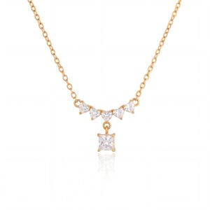 Heart-shaped diamond square pendant necklace