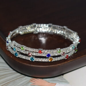 3 rows silver colored diamond sl-1033