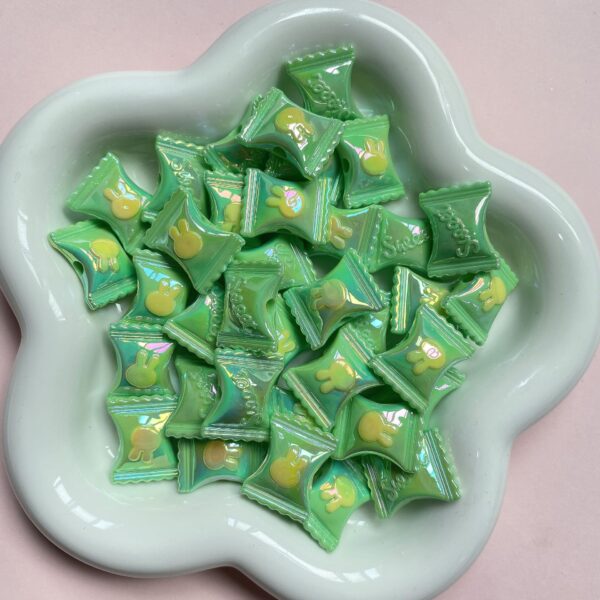 oly-9affe783654f1553214d61b9fc4f2faf Wholesale Green Electroplated Acrylic Rabbit Candy Beads for DIY Bracelet Necklace Car Charm Gift