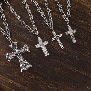oly-9b15c71542a1929c42f780a77a70a8e0 Wholesale Electroplated Zinc Alloy Skull Cross Pendant Necklace Dark Vintage Punk Hip Hop Street Jewelry Accessory Trendy Boutique Resale