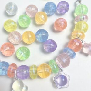 Wholesale Stylish 16mm Earth Pattern Acrylic Round Beads, Mermaid Transparent Glitter, for DIY Phone Chain and Earring Making