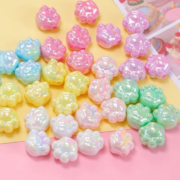 oly-9b68831804308b2a1092d934a7ad6862 Wholesale Electroplated Acrylic Cat Paw Beads - Cream Phantom Color Loose Beads for DIY Jewelry Making, Phone Charms, and Hair Clips