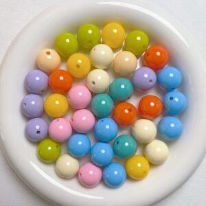 Wholesale Acrylic Baking Varnish Shiny Blue Round Loose Beads for DIY Phone Chain Keychain Making Fashion Accessory Craft Supply
