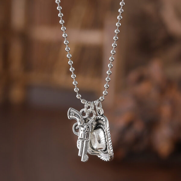 oly-9bc40b3d29cb70755e760ac47317bfbc Wholesale Trendy Western Cowboy Boot And Gun Pendant Necklace Zinc Alloy Fashion Jewelry Gift