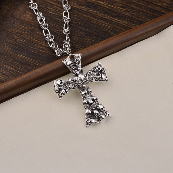 oly-9bc77b1ccceb6cf52032cb6dfc97f3ec Wholesale Electroplated Zinc Alloy Skull Cross Pendant Necklace Dark Vintage Punk Hip Hop Street Jewelry Accessory Trendy Boutique Resale