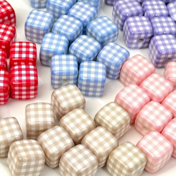 oly-9c0cf00e6cce3d5d045ff6dcb6bb9d3a Wholesale Trendy Acrylic Plaid Square Beads DIY Jewelry Making Accessory for Phone Charms Bracelets Necklaces Gift Boutique Resale