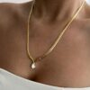 oly-9c1eaf34dd15d0ec9b473654eaaa46aa Wholesale Chic Layered Zircon Pendant Necklace Snake Bone ChainStainless Steel Diamond Inlay Tone Jewelry Gift