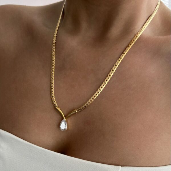 oly-9c1eaf34dd15d0ec9b473654eaaa46aa Wholesale Chic Layered Zircon Pendant Necklace Snake Bone ChainStainless Steel Diamond Inlay Tone Jewelry Gift