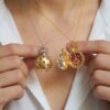 oly-9d33b2bcf4828af50fe5c1a8c33bc086 Wholesale Vintage Pomegranate Openable Locket Necklace Copper Electroplated Fashion Accessory Boutique Resale And Gift