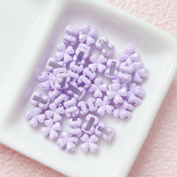 Wholesale Four Leaf Clover Light Purple Alloy Painted Loose Beads for DIY Jewelry Making