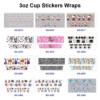 Wholesale 8pcs Mixed Cute Cartoon Figure Nature Pattern 3oz Cup Stickers Wrap OLY Exclusive