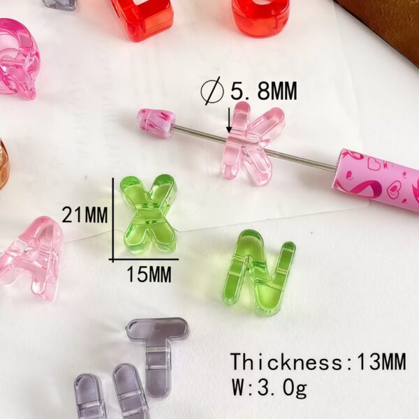 oly-9eae23803105b7f8909e9355e7681f53 Wholesale Acrylic Colorful Transparent Alphabet Beads Large Hole DIY Craft Supply Bag Charm Accessory Gift and Boutique Resale