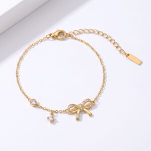 Bow one-sided zircon bracelet