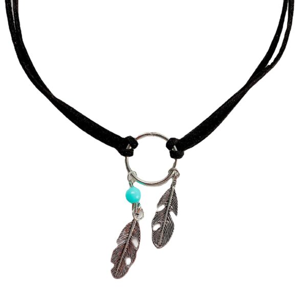 oly-9ef6ef8795668743ef7fe6571625c5eb Wholesale Silver Alloy Handmade Braided Rope Feather Necklace Trendy Jewelry Accessory For Party And Everyday Wear