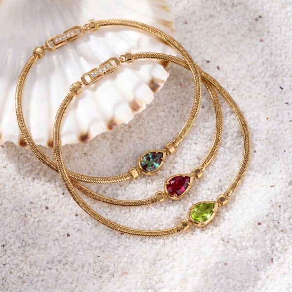 oly-9f5d3e2b000dc4cffc480b583b87856d Wholesale Stainless Steel Stainless Steel Electroplated 12 Birthstone Geometric Drop Bracelet Chic Unisex Fashion Accessory Gift For Boutique Resale
