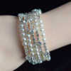 Wholesale Silver Tone Pearl Rhinestone Open Bangle Bracelet Layered Wrap Design Chic Fashion Jewelry Accessory For Women Gift