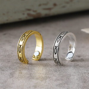 Wholesale Retro Fish Pattern Gold Tone Magnetic Ring Fashion Jewelry Accessory For Gift And Boutique Resale