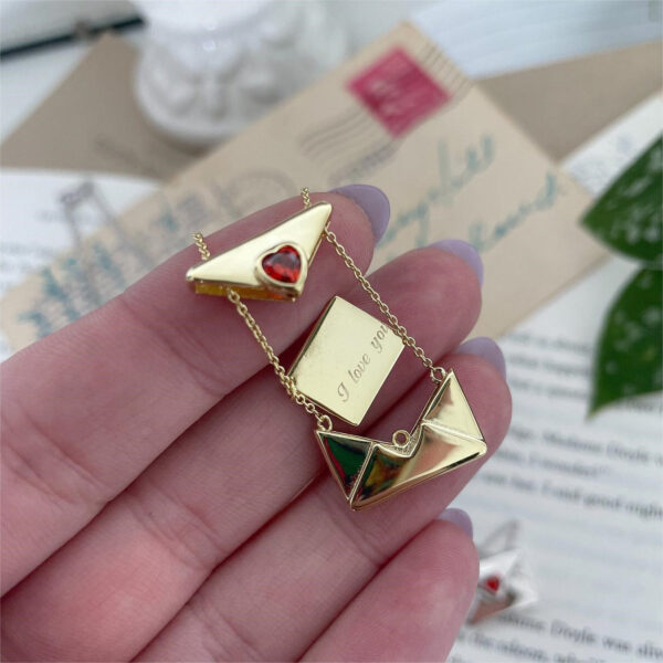 Wholesale Tone Copper Material Diamond Inlay Process I Love You Heart Envelope Locket Necklace Fashion Jewelry Accessory Valentine S Day Gift Boutique Resale
