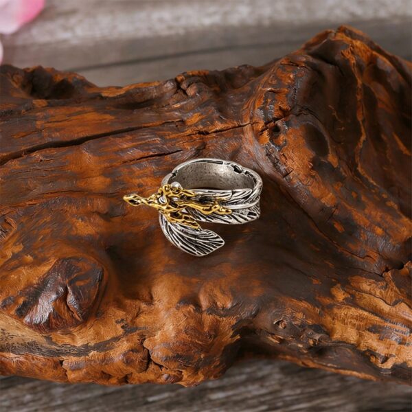 oly-a0d8ed124d14eb69d73cb301c825ed29 Wholesale Silver Toned Feather Flame Open Ring Vintage Adjustable Zinc Alloy Jewelry Fashion Gift