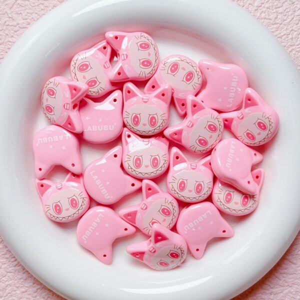 Wholesale Trendy Cat Head Acrylic Painted Beads 3 Hole DIY Phone Chain Keychain Jewelry Accessory OLY Exclusive