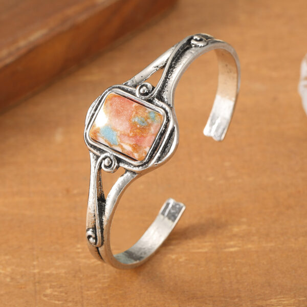 oly-a11197c1d4984bf4150d5936e755971b Wholesale Vintage Square Turquoise Bracelet Silver Tone Metal Stylish Fashion Accessory For Boutique Resale