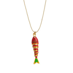 Dark red goldfish necklace
