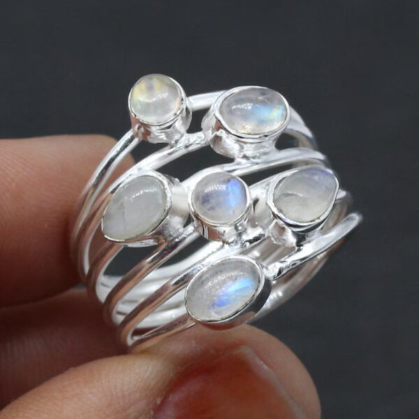 oly-a1bed2559b30a1f44224bf0748fb5397 Wholesale Bohemian Geometric Gemstone Wide Band Ring Silver Tone Zinc Alloy Women S Fashion Jewelry Gift