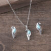 Wholesale Ancient Silver Finish Vintage Turquoise Bird Earring Necklace Set Fashion Jewelry For Party