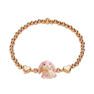 Diamond pink lop rabbit stretch bracelet