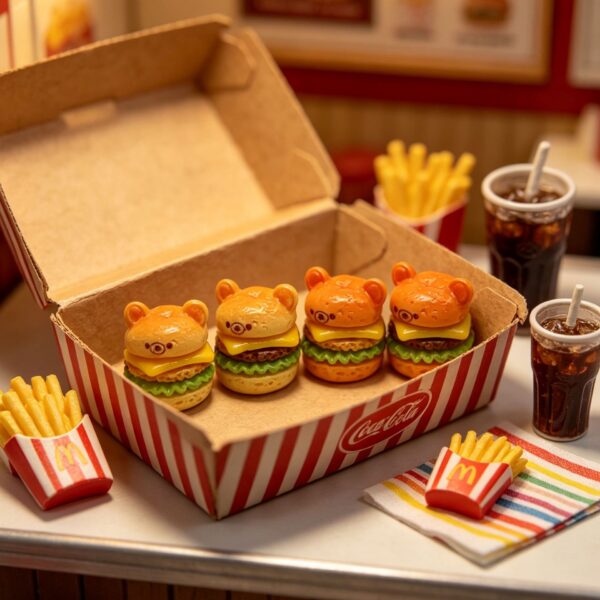 oly-a1fc64854389abbddb3951933bc2ab47 Wholesale Bear Cheese Burger Miniature Fast Food Resin DIY Keychain Fridge Magnet Bag Charm for Car Keys and Party Gifts