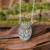 oly-a20ba1fd8354850127f484fec9005727 Wholesale Antique Silver Zinc Alloy Bohemian Oval Cactus Pendant Necklace With Green Stone Geometric Style Chic Jewelry Accessory For Party Gift