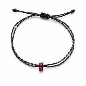 Black gold braided rope square rose red zirconium bracelet