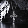 oly-a252a270823783eab60e6bc114cf6eec Wholesale Punk Flame Cross Pendant Necklace For Men Antique Silver Layering Jewelry Gift
