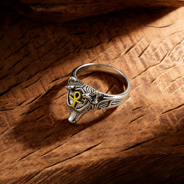 oly-a26fc9f960966d976fee2223b9bd5904 Wholesale Retro Anubis Wolf Head Men S Ring Egyptian Style Open Adjustable Band Zinc Alloy Silver Jewelry Gift