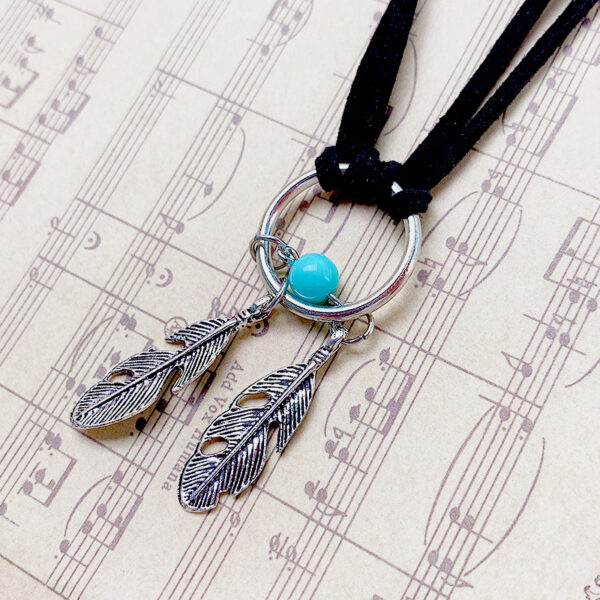 oly-a28f360c924c88a3b2f011ba33a92e1d Wholesale Silver Alloy Handmade Braided Rope Feather Necklace Trendy Jewelry Accessory For Party And Everyday Wear