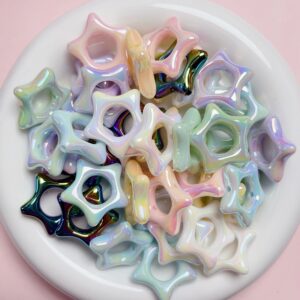 Wholesale Acrylic UV Plated Hollow Star Loose Beads DIY Phone Charm Keychain Craft Supply