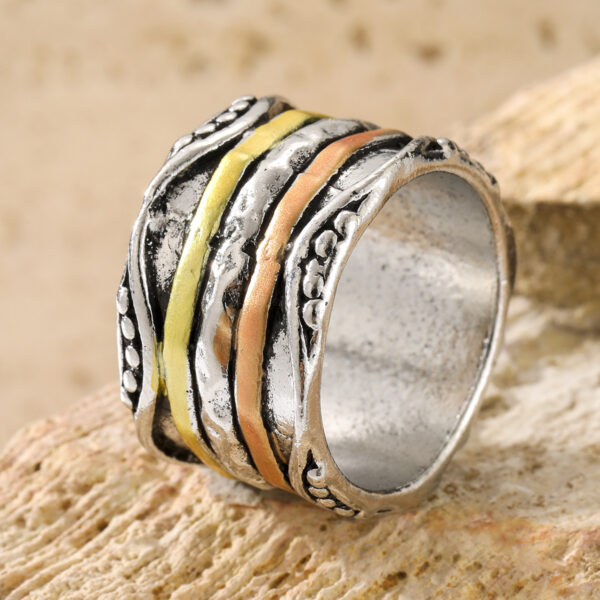 Wholesale Bohemian Vintage Women S Wide Carved Ring Silver Tone Alloy Fashion Jewelry Accessory