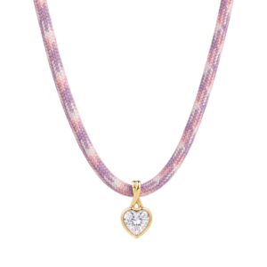 Heart-shaped purple and pink rope necklace