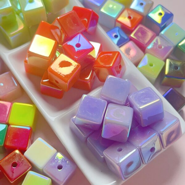 oly-a3190311bdf9a3208c741c380d5f7b9f Wholesale 14mm UV Plated Colorful Shell Square Acrylic Loose Beads for DIY Phone Chain Hair Tie Jewelry Making Fashion Accessory