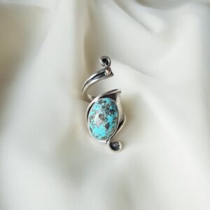 Wholesale Bohemian Vintage Turquoise Open Ring Stylish Silver Tone Adjustable Women S Jewelry Gift For Party Boutique Resale