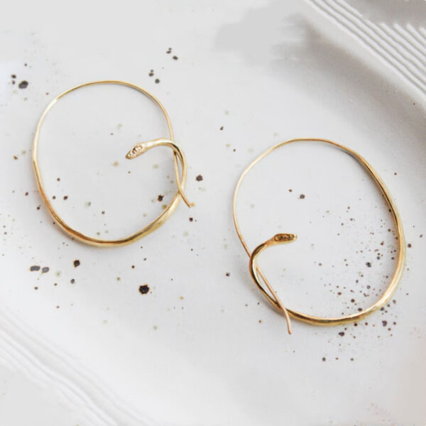 oly-a369845a38e50ef7877f940f9b1948f6 Wholesale Trendy Snake Hoop Earrings Minimalist Bohemian Women Zinc Alloy Electroplating Jewelry Fashion Accessory For Resale Gift