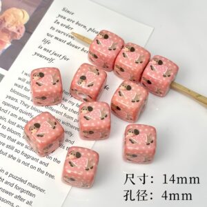 13-pink puppy / Size is about 14mm, hole diameter is about 4mm