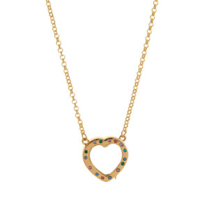 Heart-shaped color diamond glass photo pendant necklace