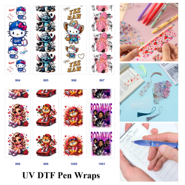 oly-a3be44a318a8818c8540cf5ac83a4ae5 Wholesale 2/8/16pcs Sport Cartoon Cowboy Fashion Girl Cool Doll Race Car Floral Character Print Pen and Bookmark Stickers UV DTF Wraps OLY Exclusive