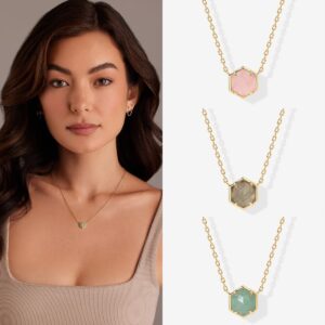 oly-a3c5d825f39cea28e7a69046af576202 Wholesale Geometric Hexagon Natural Stone Necklace Amethyst Gem Pendant Copper Material Diamond Inlay Process Fashion Accessory Gift For Women Boutique Resale