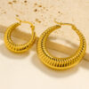oly-a42ef8f2ebf118a25d1041e4e9aa7761 Wholesale Hollow Hoop Titanium Steel Electroplated Earrings For Women Geometric Tone Chic Party Wear Jewelry Accessory